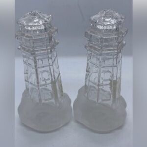 Lenox Vintage Lead Crystal Light House Salt & Pepper Set